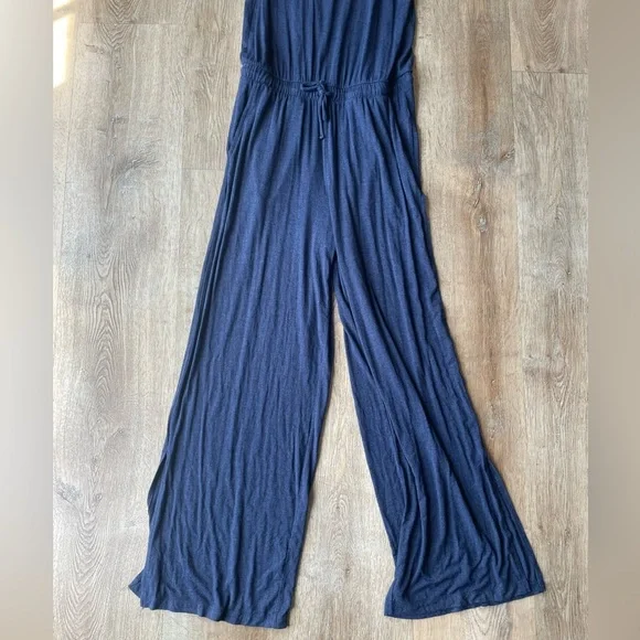 Athleta Navy Sleeveless Wide Leg Jumpsuit Lounge Travel One Piece Size 8 - Picture 2 of 5